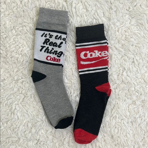Coca-Cola Crew Socks Unisex Red Gray Black Loungewear Costume - Picture 1 of 13